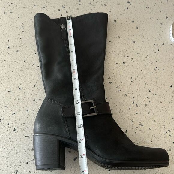Ecco Women’s Black Leather Tall/Mid Calf Zip Close Regular/Wide Calf Boots Sz 39 - Picture 6 of 16